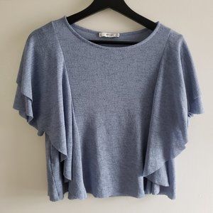 Mango Ruffle Sleeves Top XXS